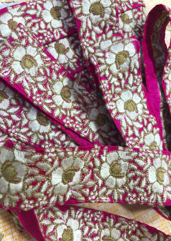 Pink Embroidered Lace
