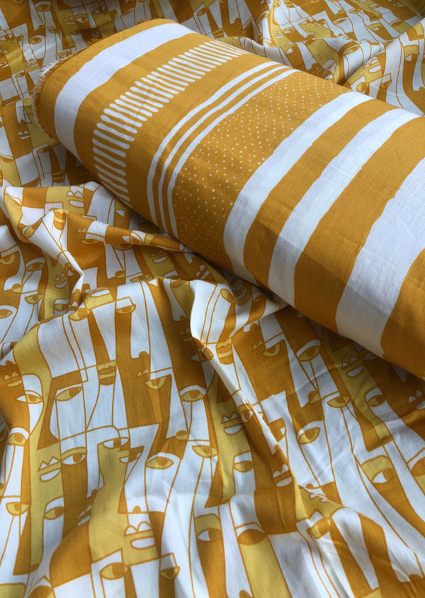 Yellow Abstract Print Cotton Set