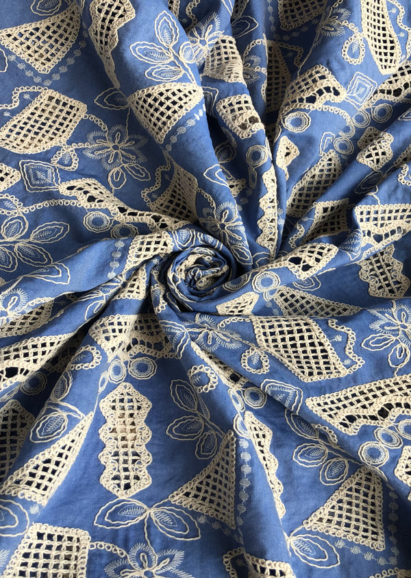Sky Embroidered Denim