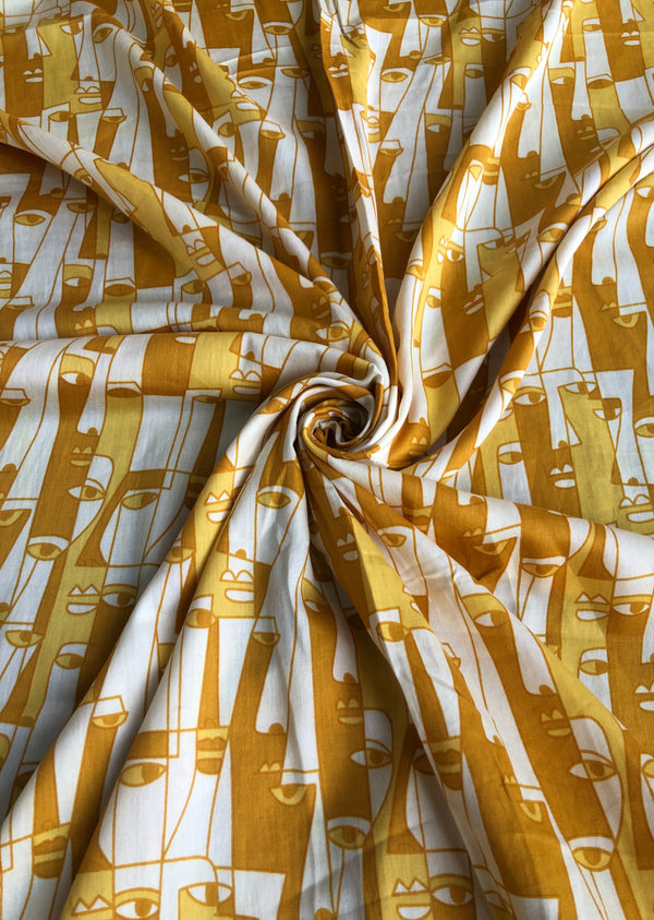 Yellow Abstract Print Cotton
