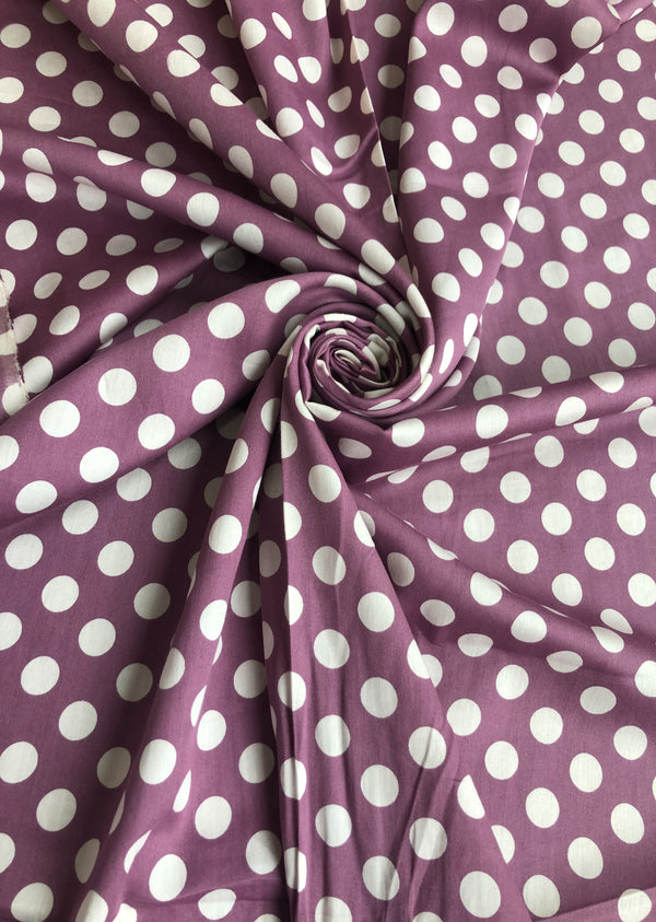 Mauve Polka Dot Cotton Silk