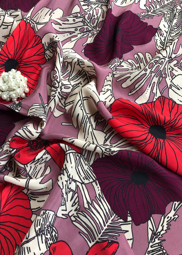 Multicolor Floral Print Crepe