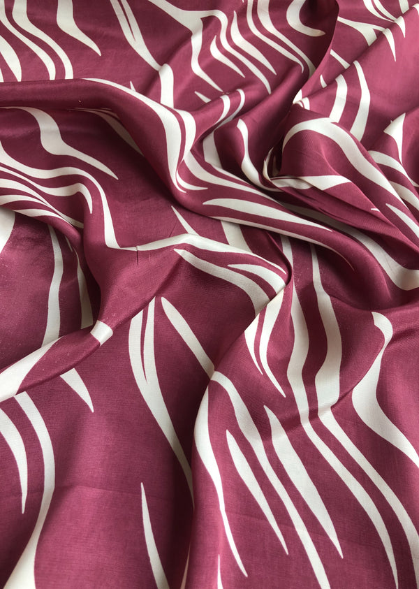 Deep Pink Abstrct Print Crepe