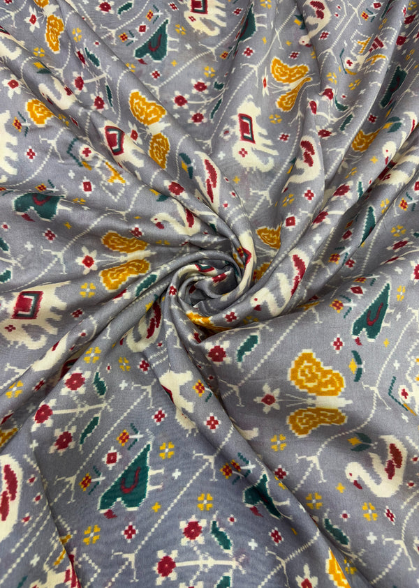 Grey Patola Print Chanderi