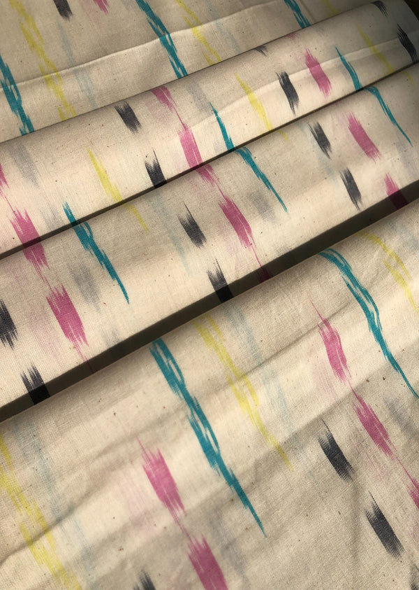 White Multicolor Motif Ikat