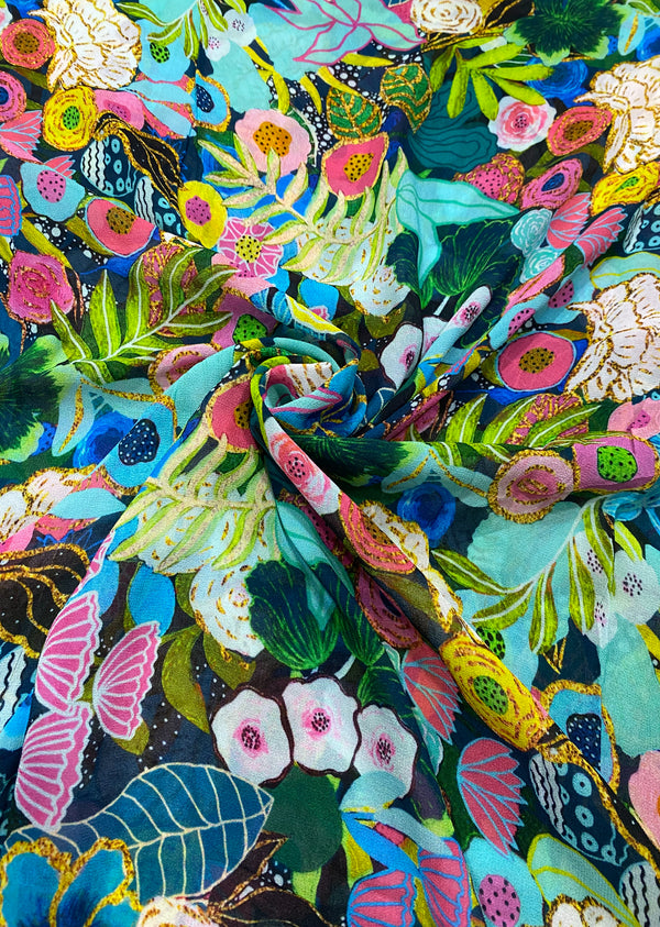 Multicolor Floral Print Georgette