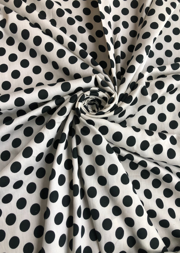 White Polka Dot Cotton Silk