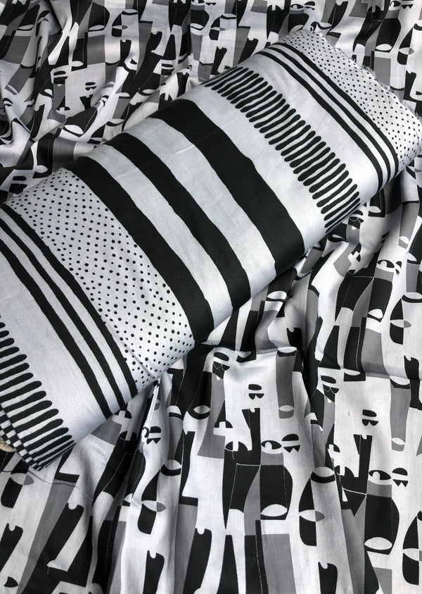 Black Abstract Print Cotton Set