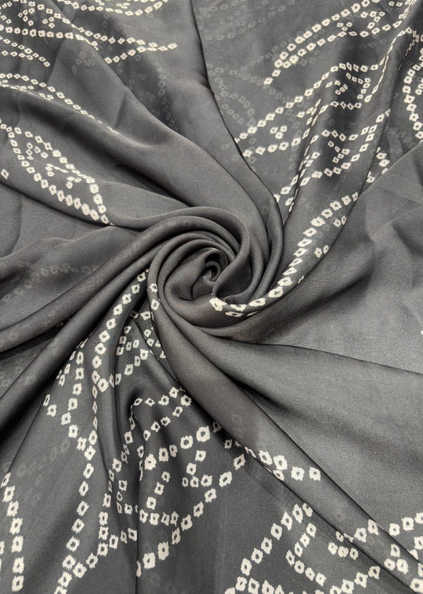 Black Floral Print Satin Georgette