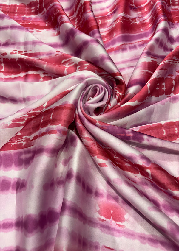 Pink Shibori Print Satin Georgette