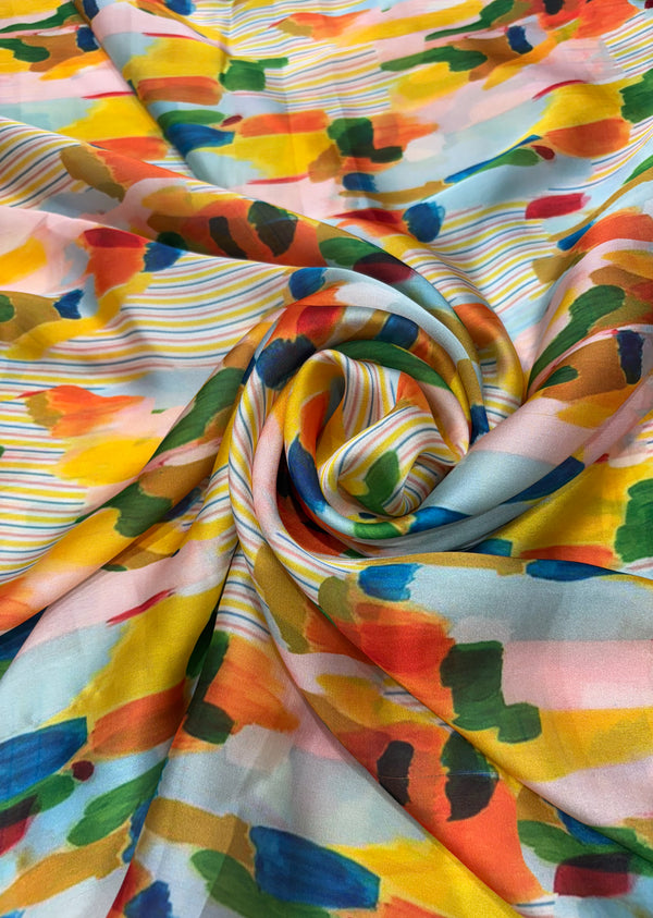 Multicolor Abstract Print Satin Georgette