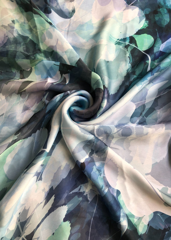 Multicolor Leaf  Satin Georgette