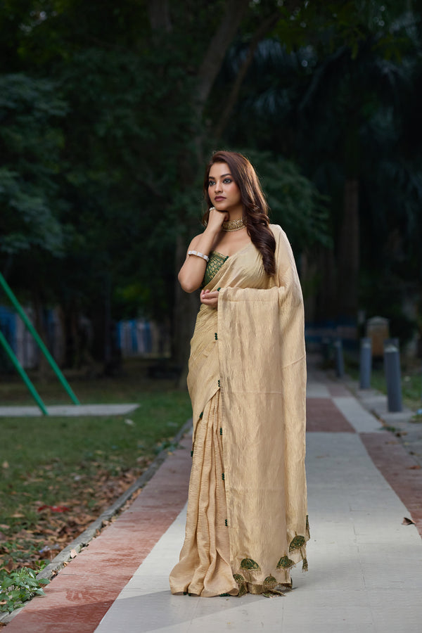 Tissue Embroidered Umbrella Design  Saree